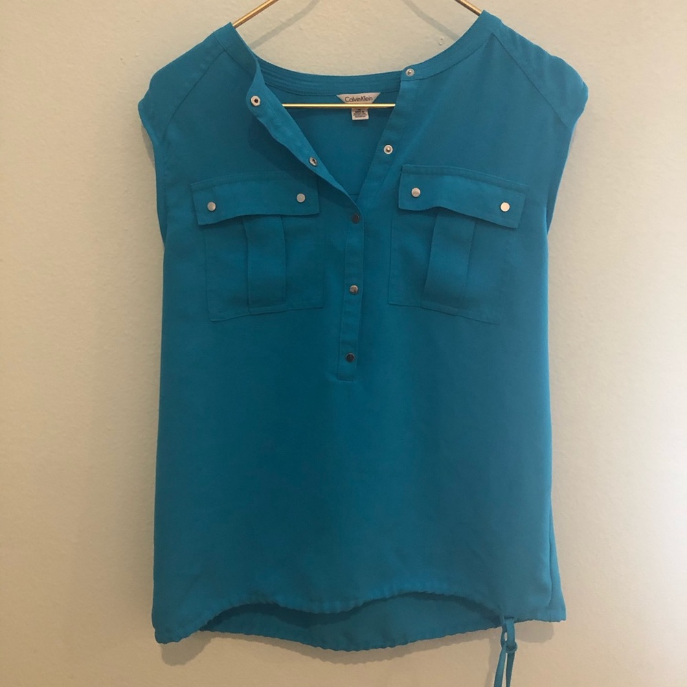 Calvin Klein Teal Sleeveless Blouse